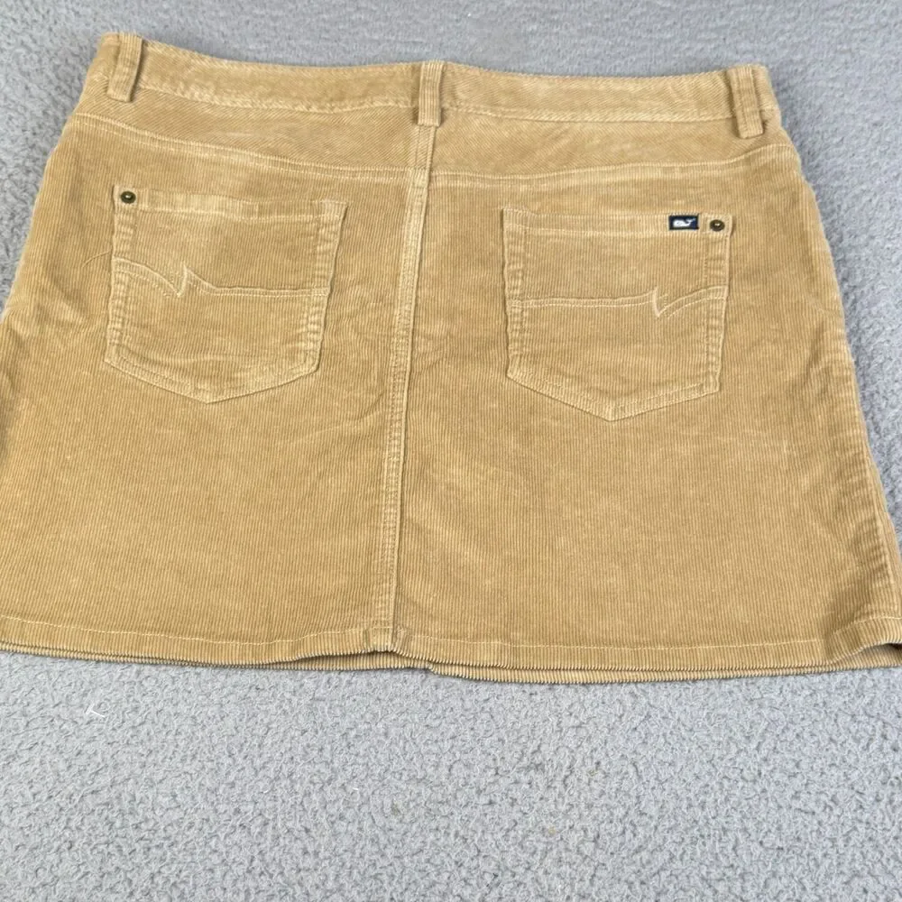 Vineyard Vines Corduroy Skirt 12 Beige Khaki Sand 5 Pocket Zip Fly Stretch